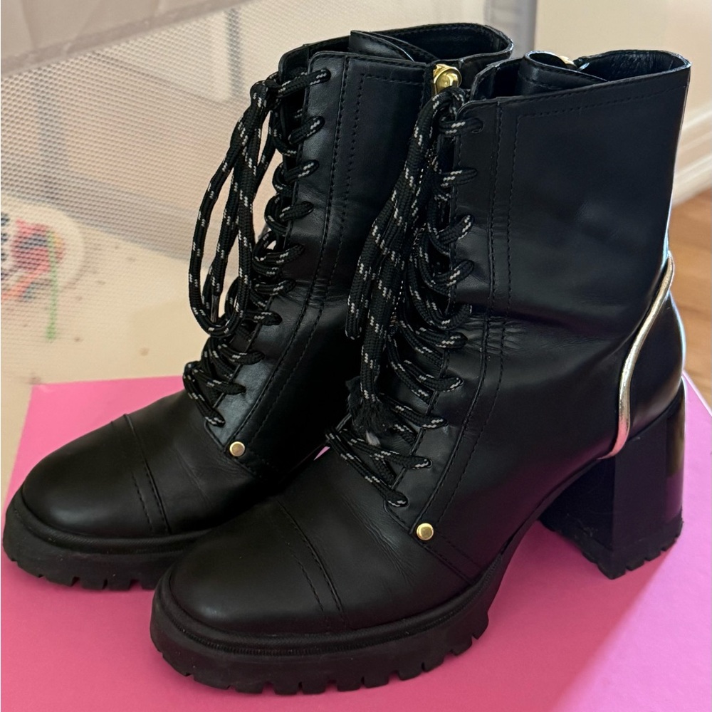 Casadei Black Lace-Up Boots